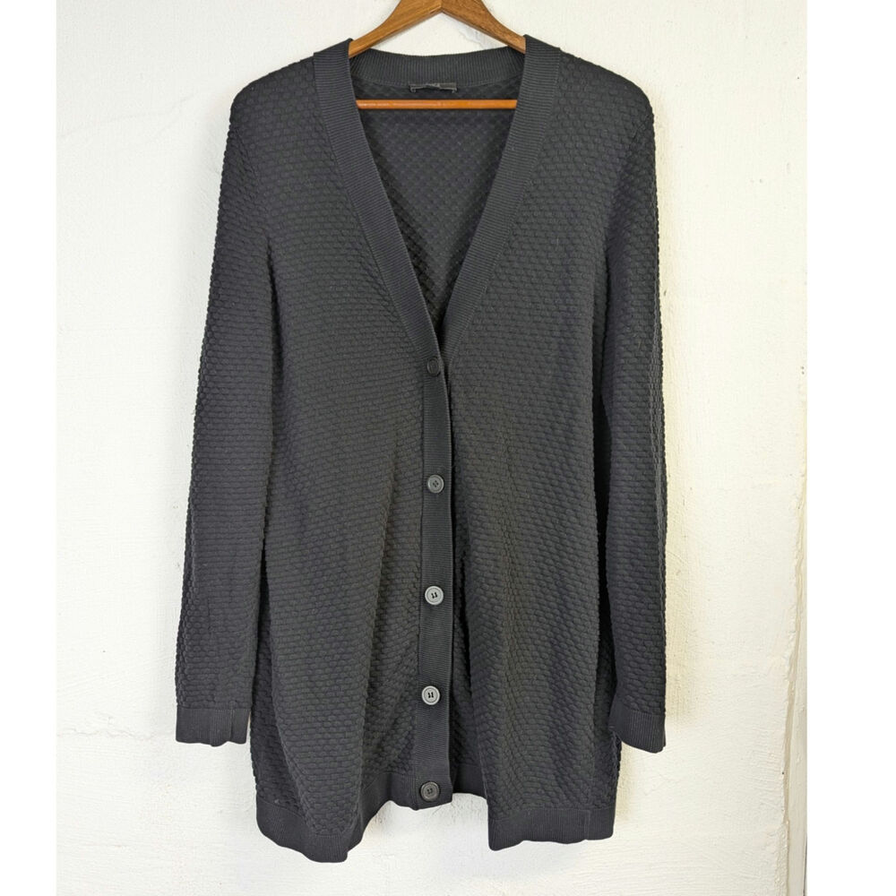 COS Cardigan Sweater Oversized Womens Medium Black Knit Minimal Grampa Slouchy